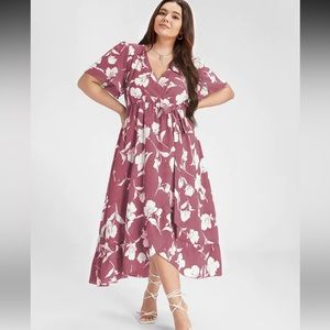 Floral Ruffle Knot Side Wrap Dress